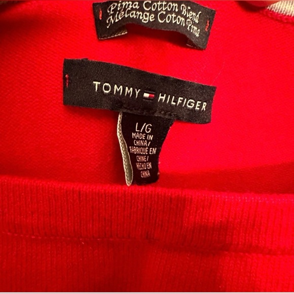 Tommy Hilfiger Pink and Red Sweater with Button Shoulder Detail - Size Large - Picture 2 of 6